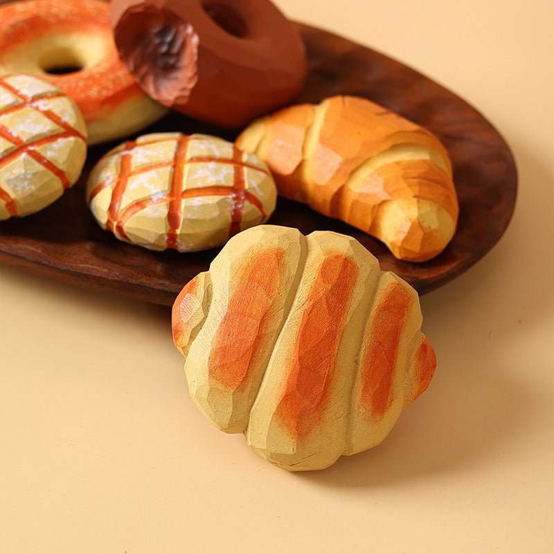 Hand-Carved Croissant Wood Sculpture - Bakery Decor, French Pastry Art, Rustic Kitchen Ornament
