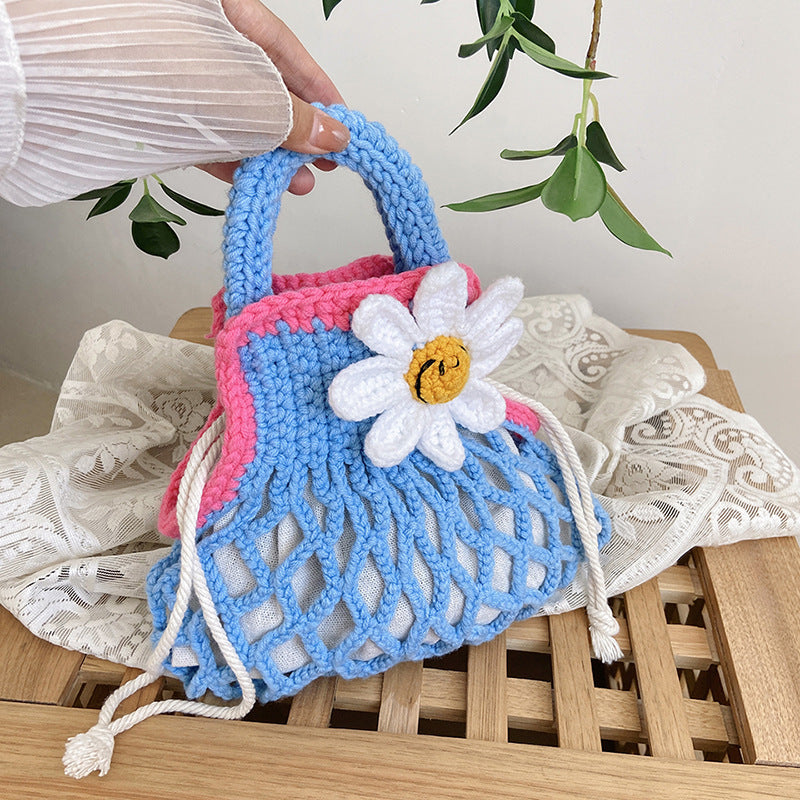 Handcrafted Colorful Floral Smiley Crocheted Net Bag