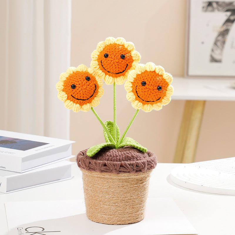 Handcrafted Cheery Crochet Sunflower Planter - A Garden of Smile!