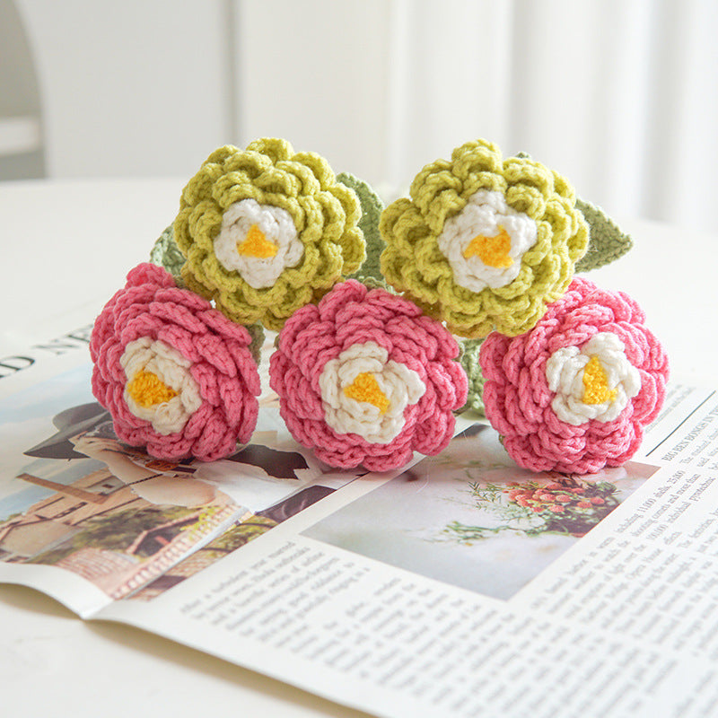 Handcrafted 2 Packs of Blooming Crochet Peony