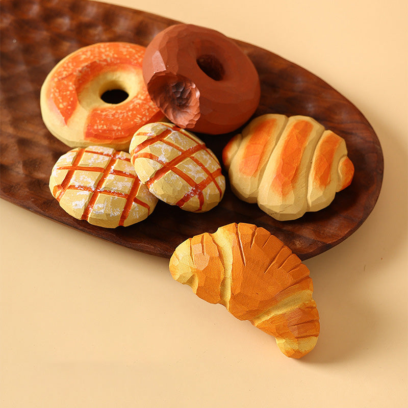 Hand-Carved Croissant Wood Sculpture - Bakery Decor, French Pastry Art, Rustic Kitchen Ornament