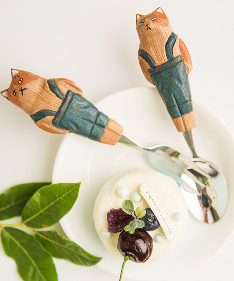 Handcrafted Animal-Inspired Wooden Cutlery Set - Bring Nature to Your Table