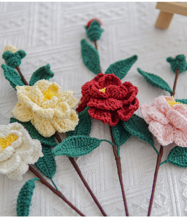 Handcrafted 3 Packs of Blooming Crochet Camellia