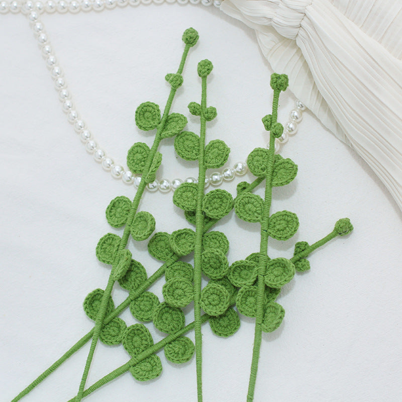 Handcrafted 5 Packs of Knitted Crochet Eucalyptus Leaf