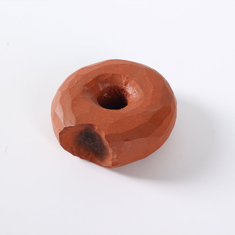 Chocolate Donut Wood Sculpture - Realistic Bakery Art, Tempting Sweet Decor, Dessert Display