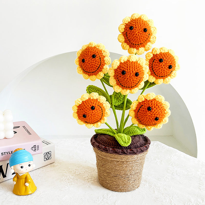 Handcrafted Cheery Crochet Sunflower Planter - A Garden of Smile!